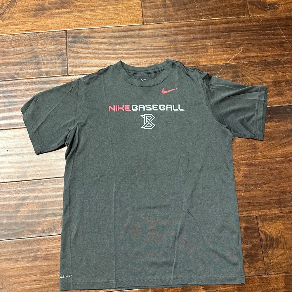 Nike Men's Black Short Sleeve Baseball Tee with Red and White Logos
